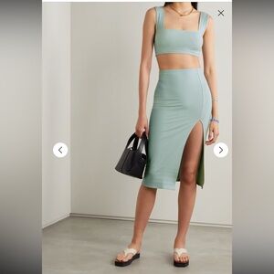 Reformation Ozzie Ribbed Two Piece Set in Celadon